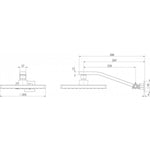 Phoenix Lexi Universal Arm & Square Rose technical drawing, chrome wall shower arm with square rose, dimensions shown