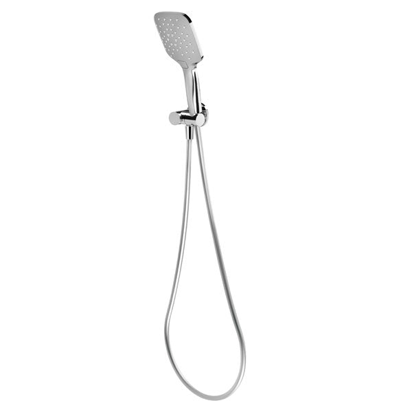 Phoenix Rush chrome hand shower with wall bracket and hose, oval handset, front view