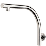 Phoenix Rush chrome shower arm, wall-mounted, rounded upswept design, side view