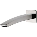 Phoenix Rush wall basin/bath outlet in chrome, a curved wall-mounted spout with square backplate and polished finish