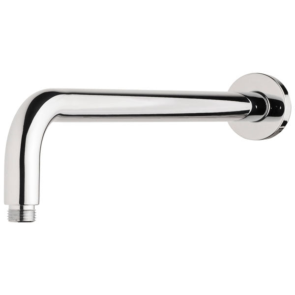 Phoenix Vivid 400mm round shower arm, chrome finish, wall-mounted with round escutcheon, side view