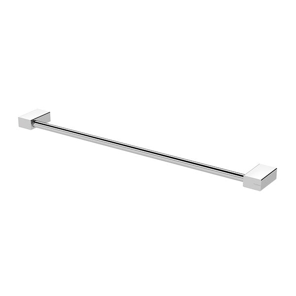 Phoenix Lexi MKII single towel rail in chrome, 600mm, with square wall fixings on a white background