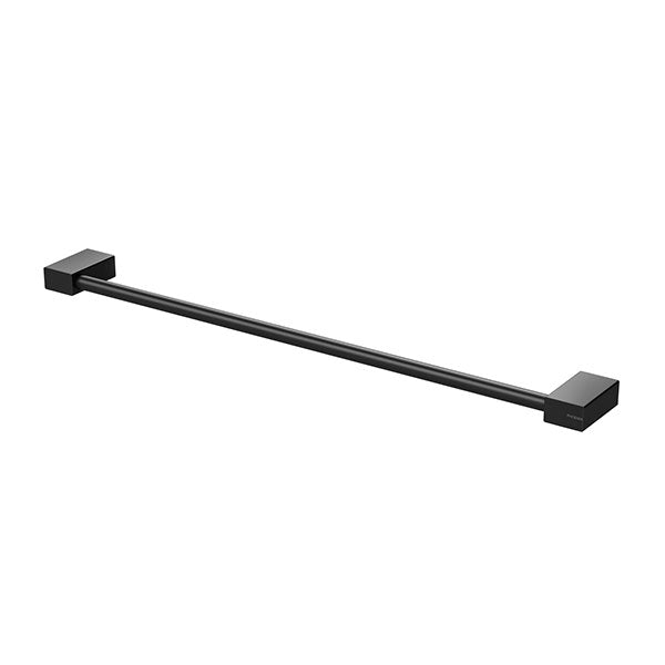 Phoenix Lexi MKII single towel rail, matte black, squareline wall-mounted bar on white background