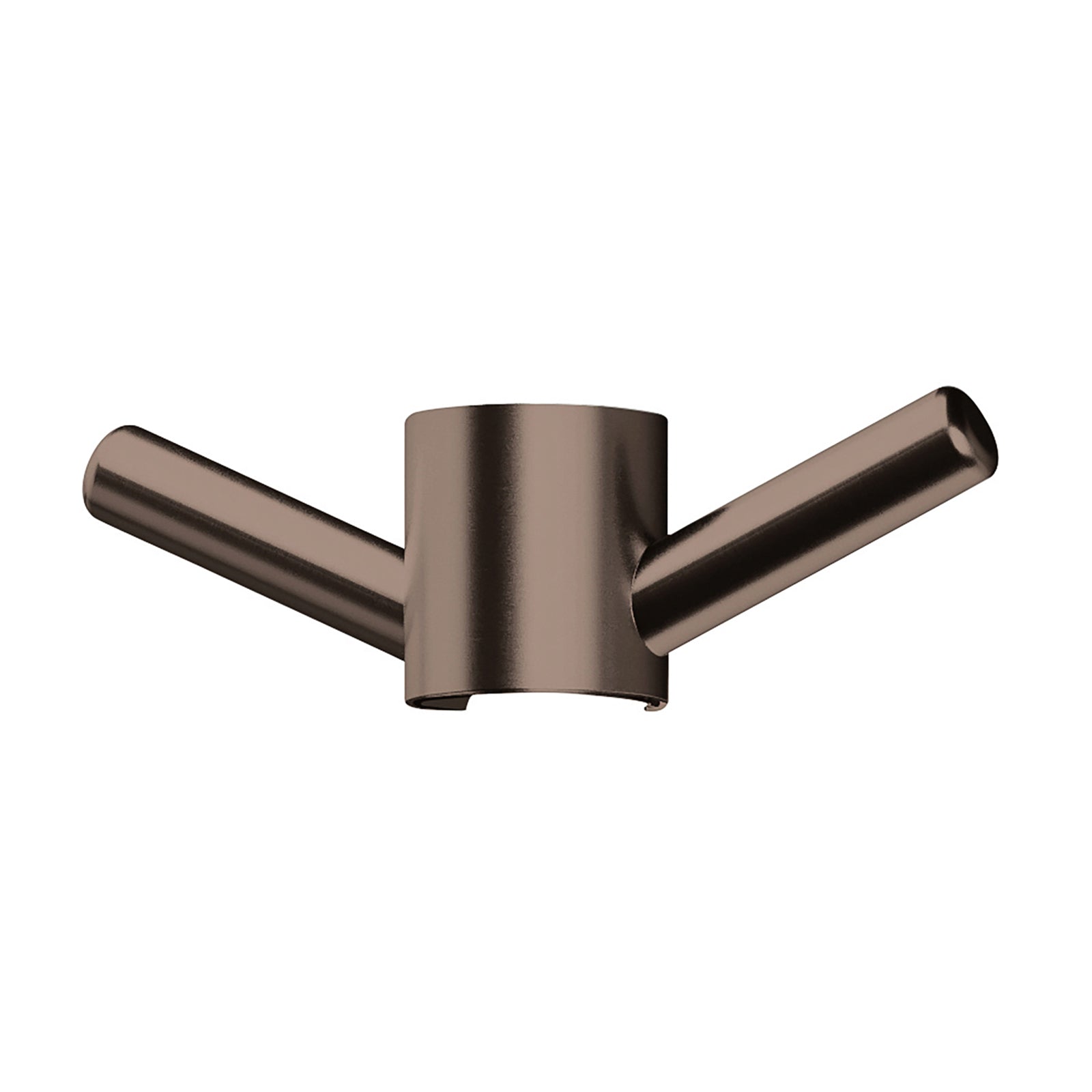 Phoenix Vertical Rail Hook in brushed bronze, round dual-arm robe hook for vertical heated towel rails