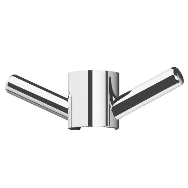 Phoenix Vertical Rail Hook Round in chrome, chrome bathroom accessory with double hook design, front view