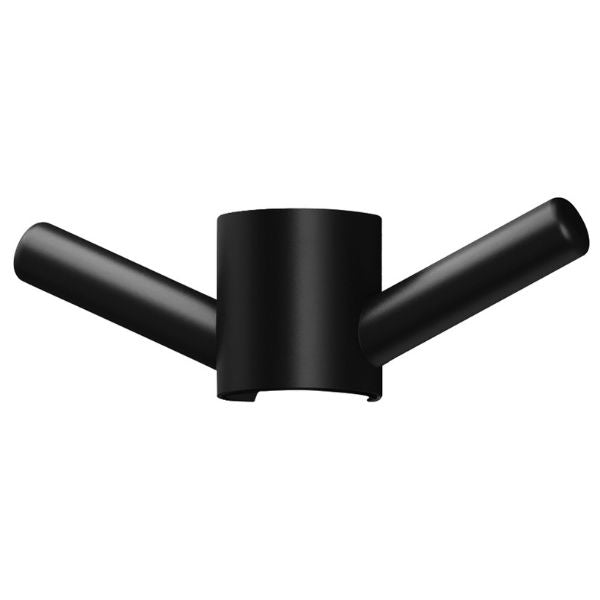 Phoenix Vertical Rail Hook Round in matte black, wall-mounted bathroom accessory with two angled cylindrical arms