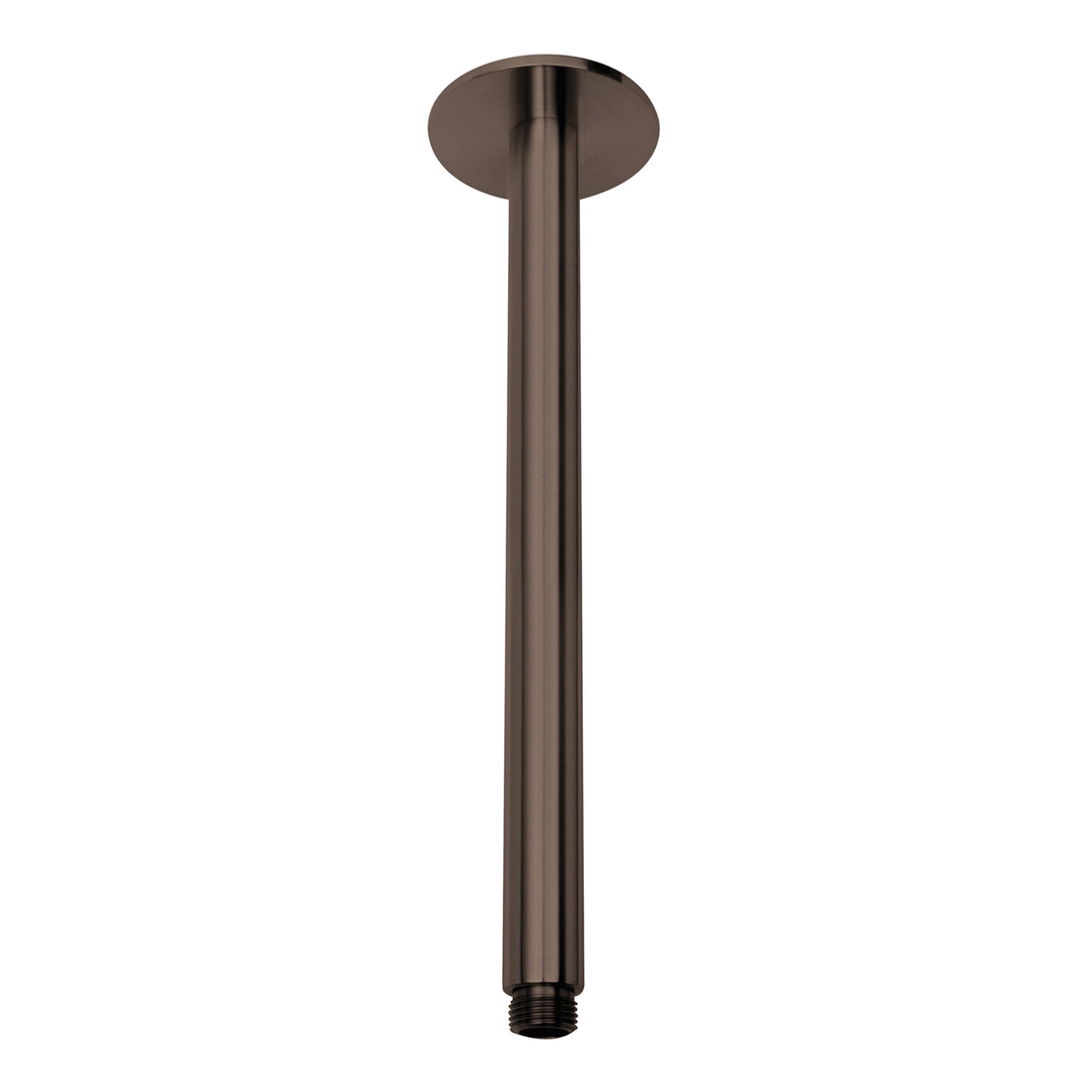 Phoenix Vivid ceiling shower arm, brushed bronze, long round brass profile on white background