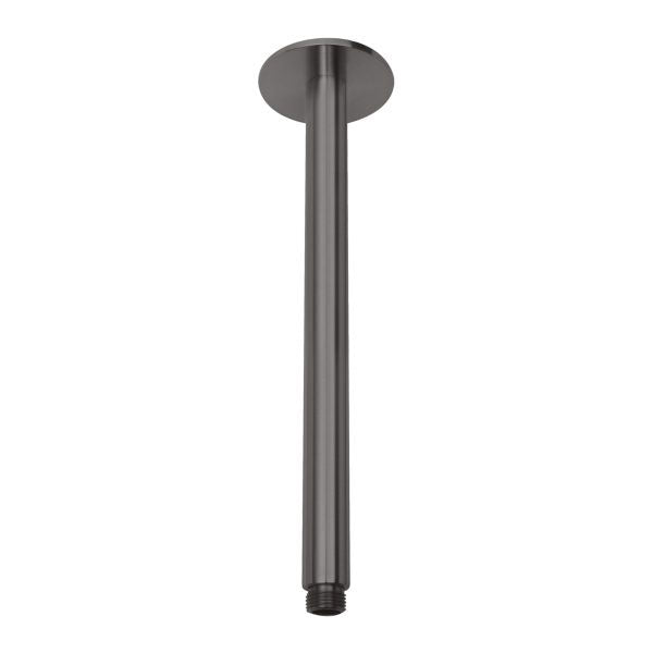 Phoenix Vivid ceiling shower arm, 300mm, brushed carbon finish, round ceiling-mounted brass pipe on white background