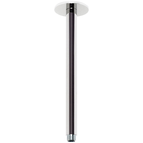 Phoenix Vivid chrome ceiling shower arm, round 300mm brass pipe on white background