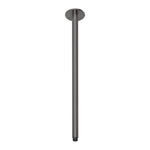 Phoenix Vivid 450mm ceiling shower arm, brushed carbon, round and wall-mounted on white background