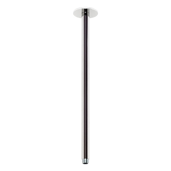 Phoenix Vivid 450mm ceiling shower arm in chrome, vertical tube with round ceiling plate