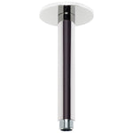 Phoenix Vivid chrome ceiling mounted shower arm and plate, straight cylindrical design on white background