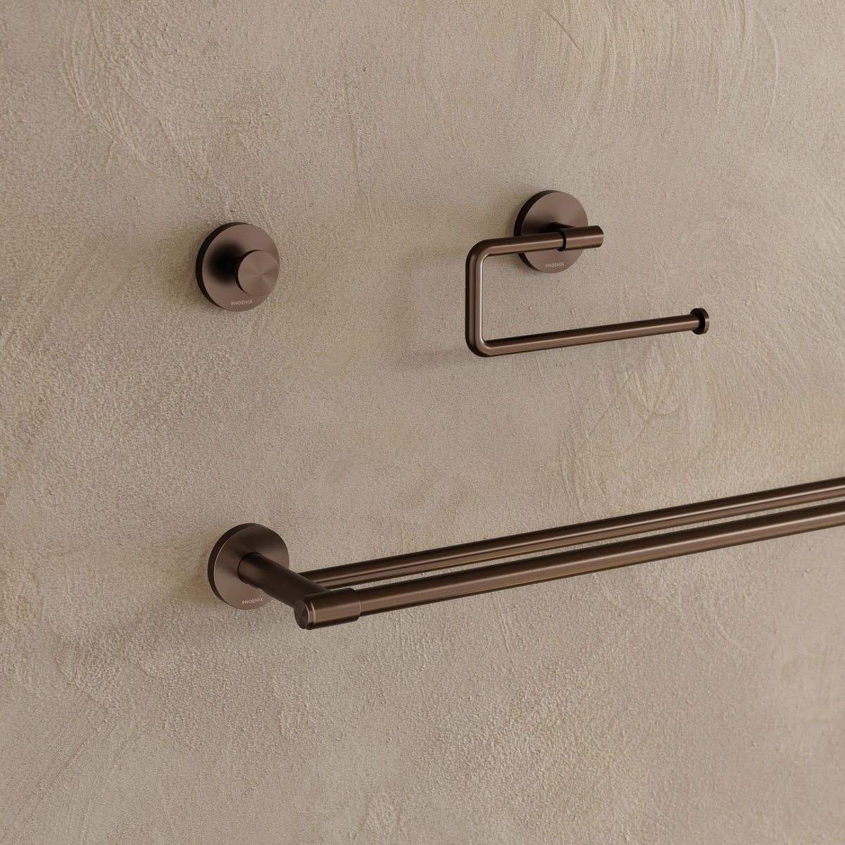 Phoenix Vivid MKII Double Towel Rail 600mm - Brushed Bronze