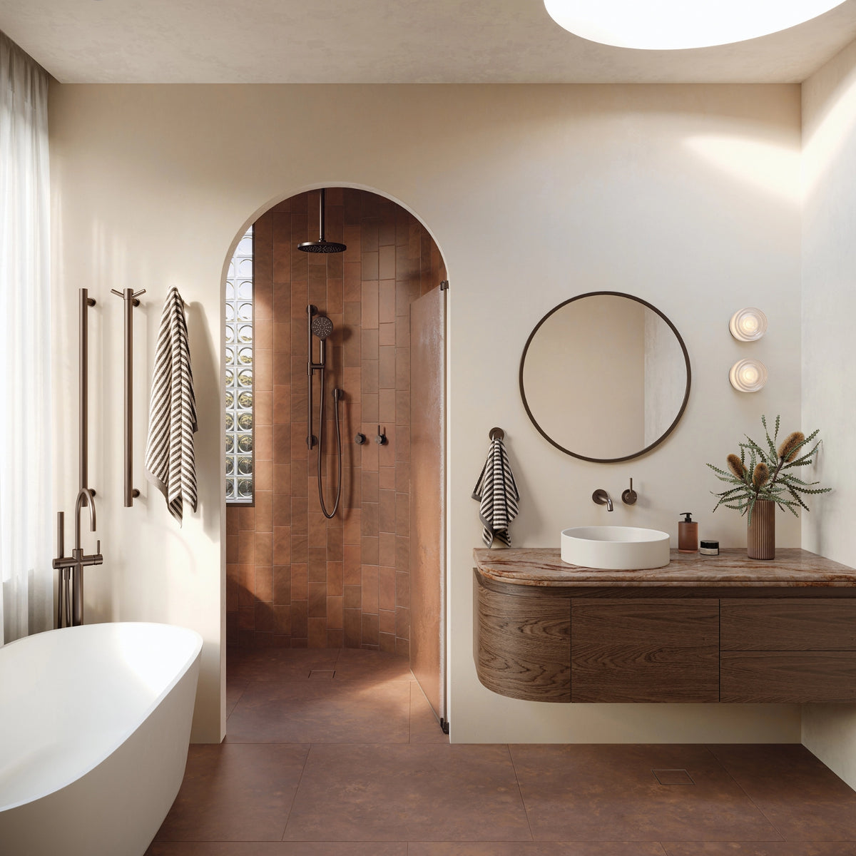 Phoenix Vivid MKII Floor Mounted Bath Mixer with Hand Shower - Brushed Bronze