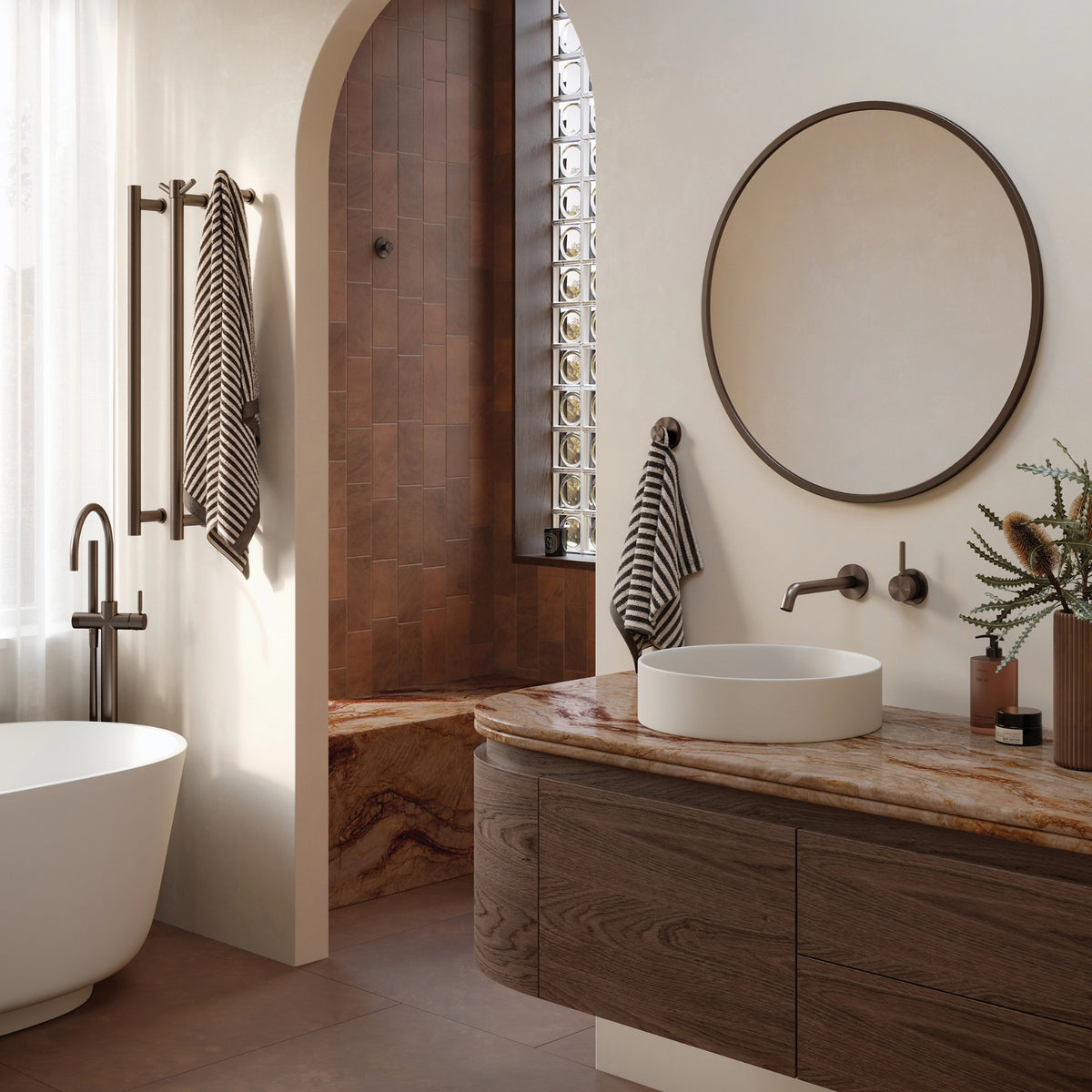 Phoenix Vivid MKII Floor Mounted Bath Mixer with Hand Shower - Brushed Bronze