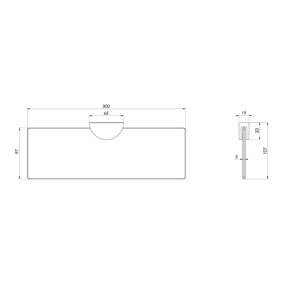 Phoenix Vivid MKII Glass Shelf 300mm - Brushed Gold