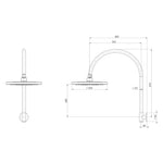 Phoenix Vivid MKII High-Rise Shower Arm & Rose 250mm - Brushed Gold