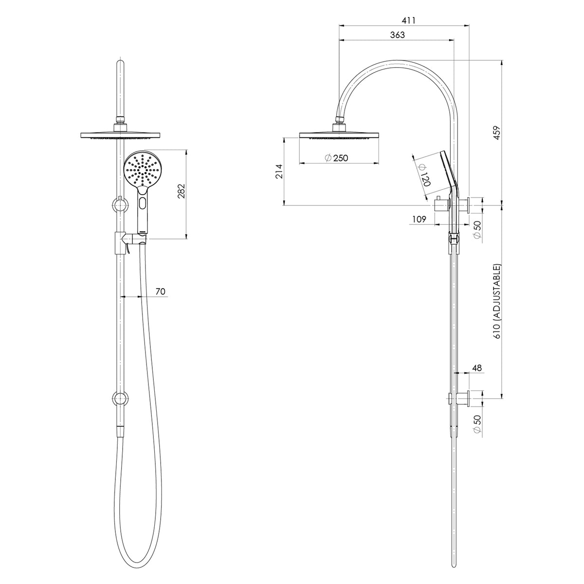 Phoenix Vivid MKII Twin Shower - Brushed Gold
