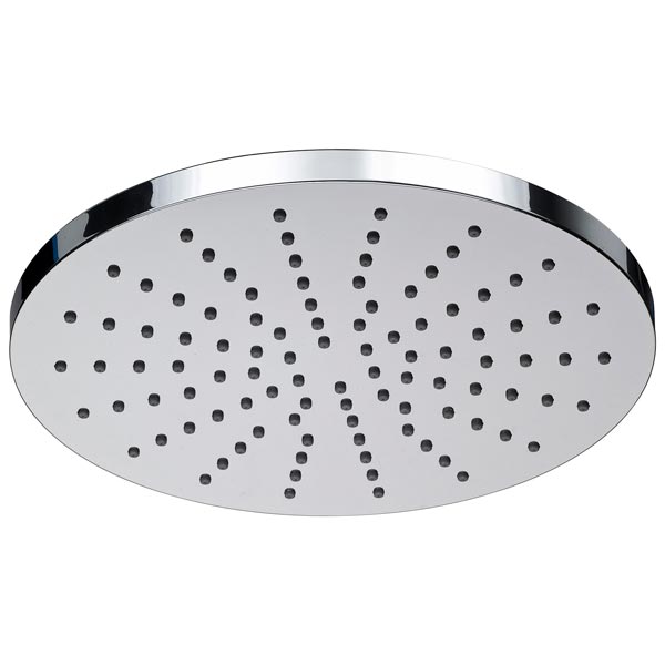 Phoenix Vivid 230mm round shower rose in chrome, front view with spray nozzles shown