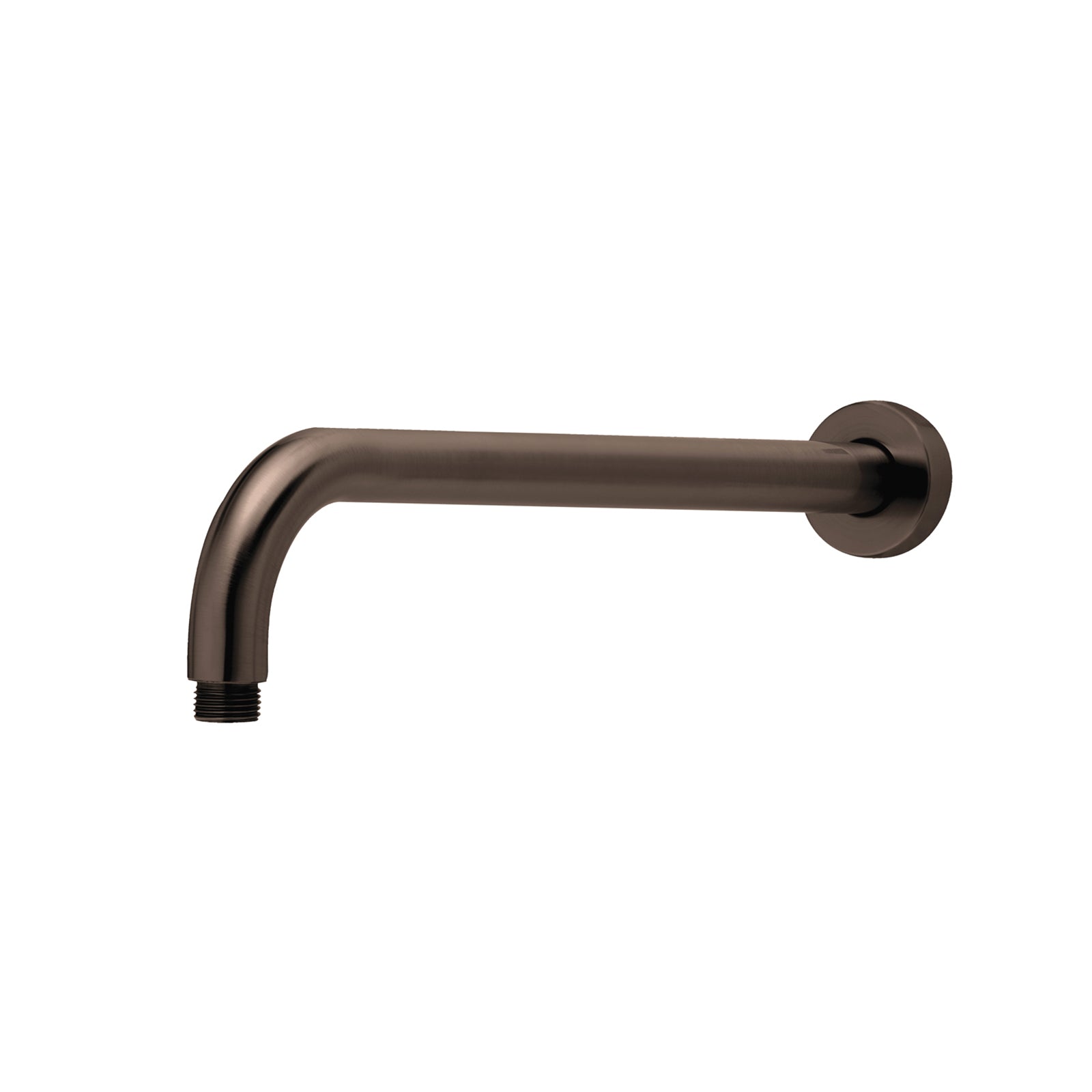 Phoenix Vivid round shower arm 400mm in brushed bronze, wall-mounted with threaded end on white background