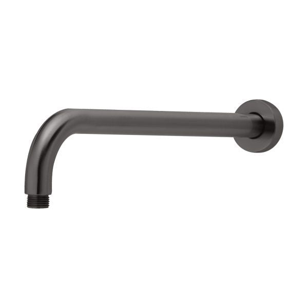 Phoenix Vivid 400mm round shower arm in brushed carbon, wall-mounted, shown on white background