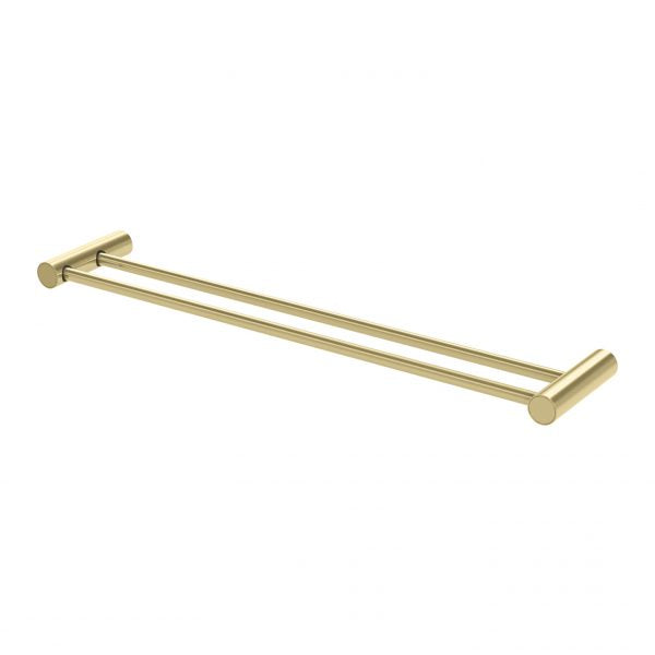 Phoenix Vivid Slimline double towel rail in brushed gold, slimline dual rail wall-mounted bathroom accessory