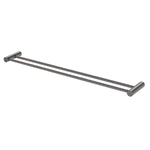 Phoenix Vivid Slimline double towel rail in brushed carbon, slimline dual bar bathroom accessory on white background