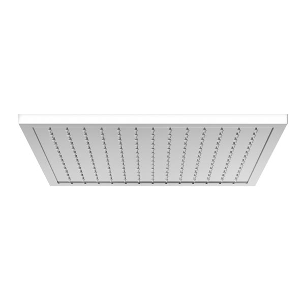 Phoenix Vivid Slimline square chrome ceiling shower head with flush mount design, shown from below