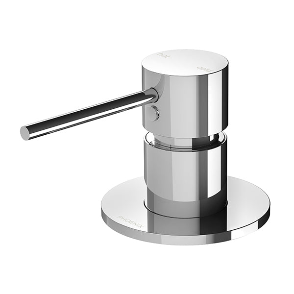 Phoenix Vivid Slimline hob mixer in polished chrome, single lever basin tap on round base, front view