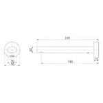 Phoenix Vivid Slimline wall basin outlet technical drawing in chrome, showing side and front views with dimensions