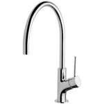 Phoenix Vivid Slimline chrome oval gooseneck sink mixer tap, side lever, isolated on white background