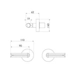 Technical drawing of Phoenix Vivid Slimline Plus lever wall top assemblies, brushed nickel, showing dimensions and side/front views