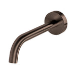 Phoenix Vivid Slimline Plus wall basin/bath outlet in brushed bronze, slim curved spout on round wall plate