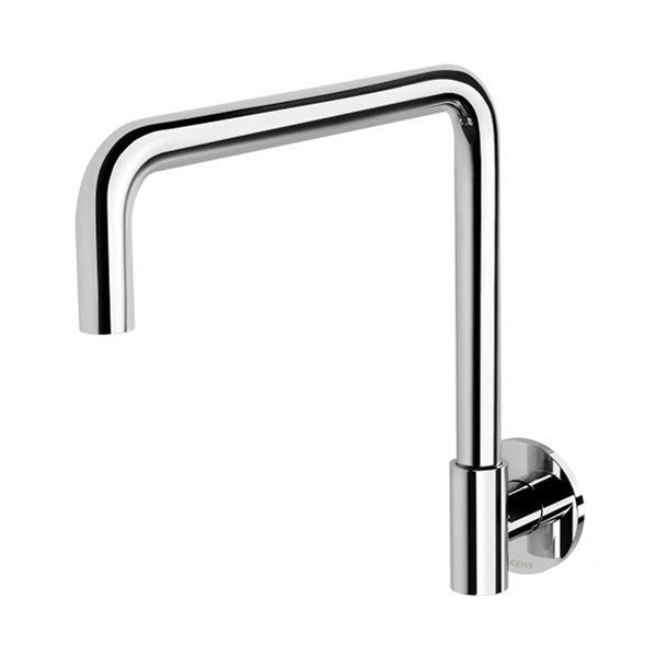 Phoenix Vivid Slimline Plus chrome wall sink outlet with 240mm swivel spout, side view on white background