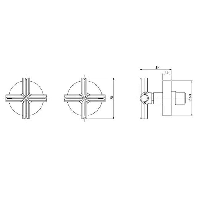 Phoenix Vivid Slimline Plus wall top assembly technical drawing, showing round plate and 70mm x 54mm dimensions