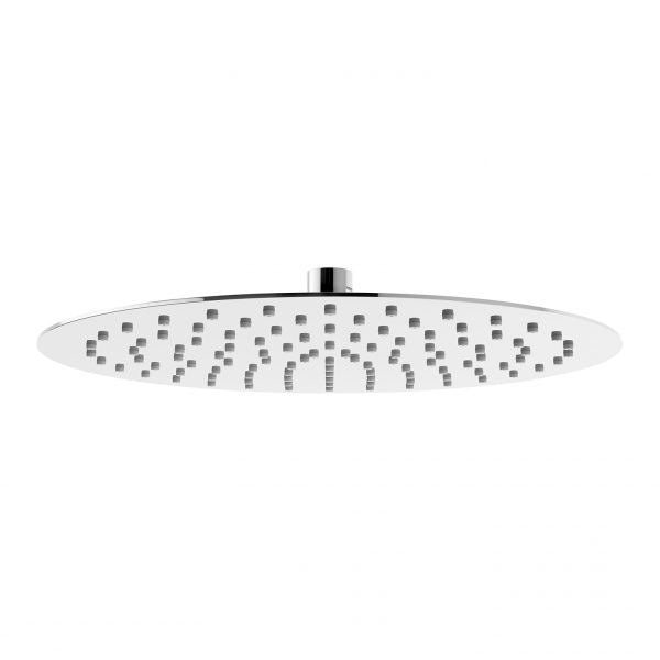 Phoenix Vivid Slimline 300mm round chrome shower rose, slim rain shower head front view