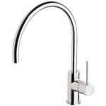 Phoenix Vivid Slimline chrome gooseneck sink mixer with side lever, hob mounted tap shown on white background