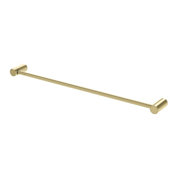Phoenix Vivid Slimline single towel rail in brushed gold, wall-mounted with slim round brackets, 600mm view