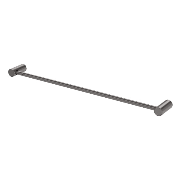 Phoenix Vivid Slimline single towel rail in brushed carbon, straight wall-mounted bathroom accessory with round brackets