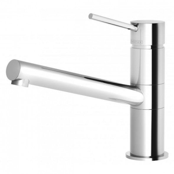 Phoenix Vivid Slimline chrome sink mixer tap with slim lever and swivel spout, shown on white background