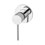 Phoenix Vivid Slimline chrome wall mixer with round plate and slim lever handle, front view