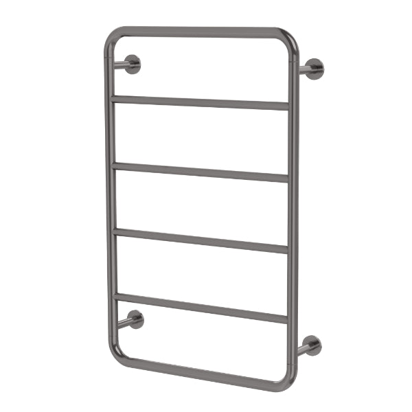 Phoenix Vivid Slimline towel ladder in brushed carbon, rectangular wall-mounted towel rack with rounded corners and bars.