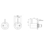 Technical drawing of Phoenix Vivid Slimline wall top assemblies in brushed nickel, showing hot and cold taps with dimensions and 0–15 mm adjustment