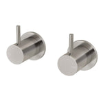 Phoenix Vivid Slimline wall top assemblies, brushed nickel, shown as hot and cold wall-mounted taps with slim lever handles.