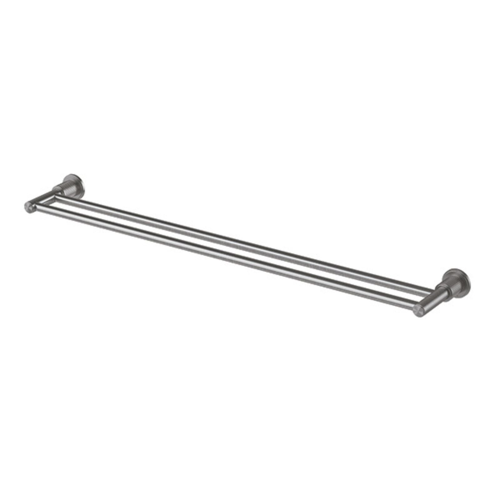 Phoenix Wiltern double towel rail, brushed carbon/gunmetal finish, 800mm, stainless steel bathroom accessory