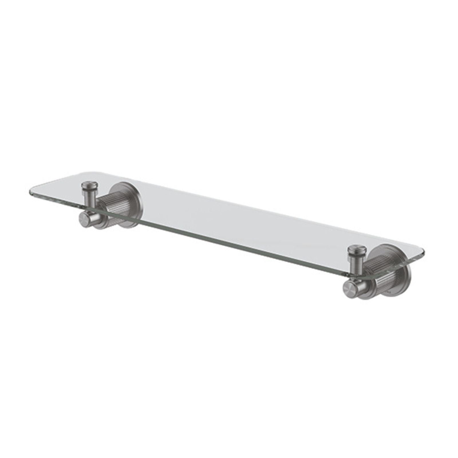 Phoenix Wiltern 450mm glass bathroom shelf in brushed carbon with concealed wall mounts