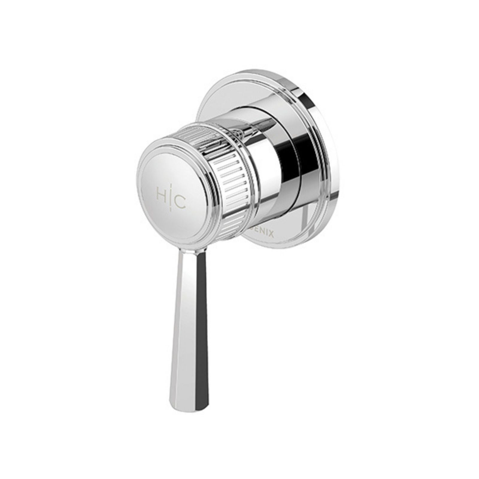 Phoenix Wiltern SwitchMix shower wall mixer in chrome with fluted round handle and wall plate