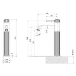 Technical drawing of Phoenix Wiltern vessel mixer in chrome, showing front and side views with dimensions and installation heights