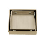 Radiant square tile insert floor waste in warm brushed nickel, top view