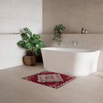 Raymor Alpha white back to wall freestanding bath in tiled bathroom setting